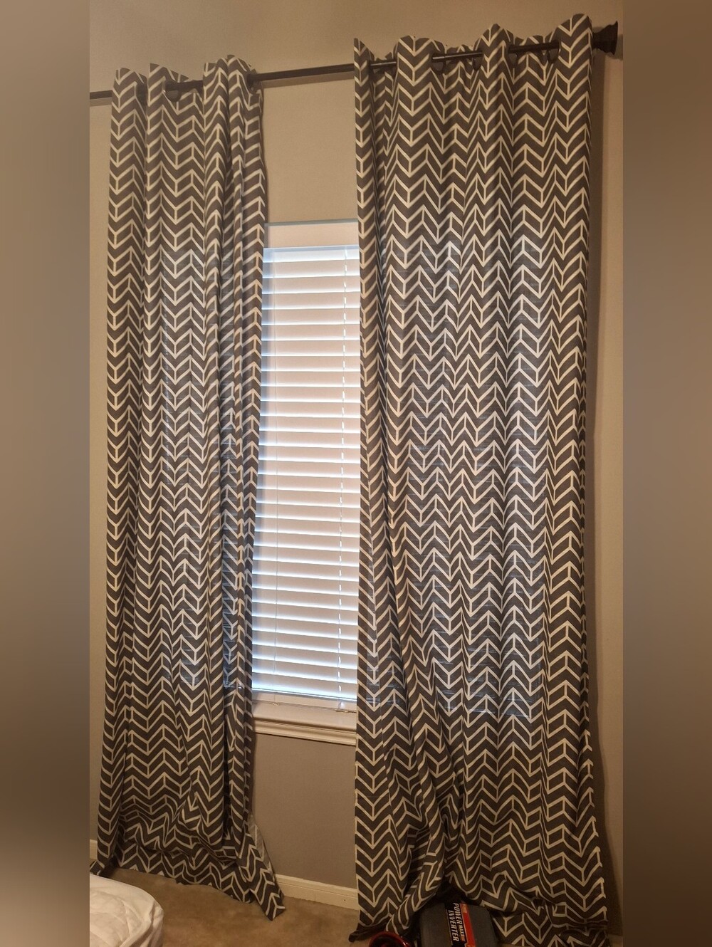 World Market Gray and White Chevron Curtain Panels